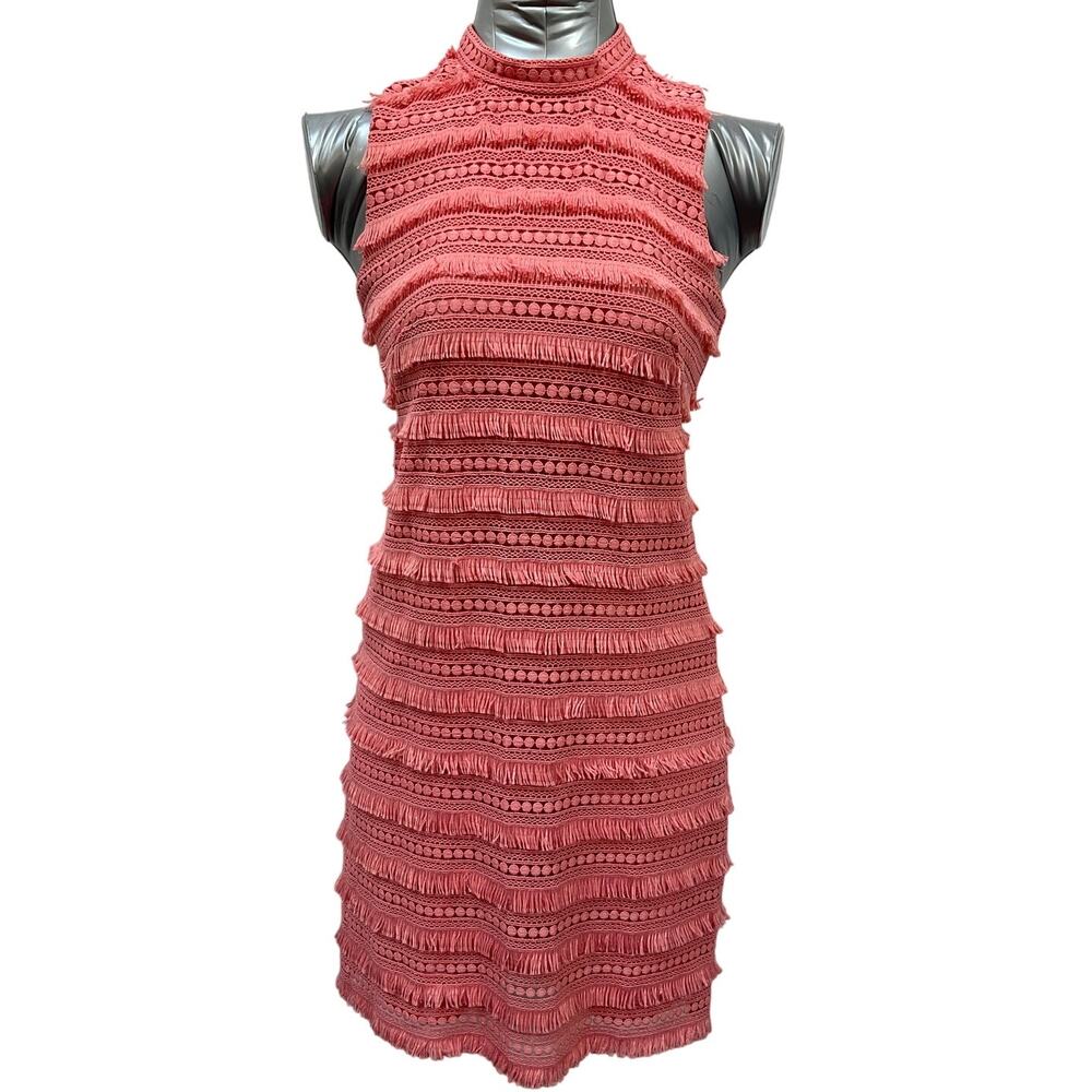 J. Crew Fringe Eyelash Lace Sheath Dress Women's Size 00 Coral Pink